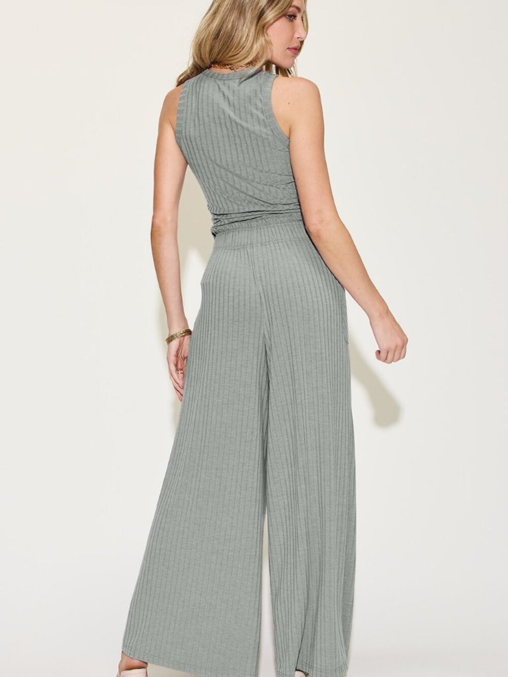 Basic Bae Full Size Ribbed Tank and Wide Leg Pants Set - Picture 2 of 4